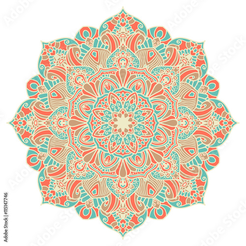 Beautiful Indian floral ornament. Ethnic Mandala. Henna tattoo style.