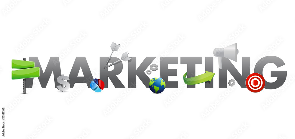 Fototapeta premium marketing text icons concept illustration design