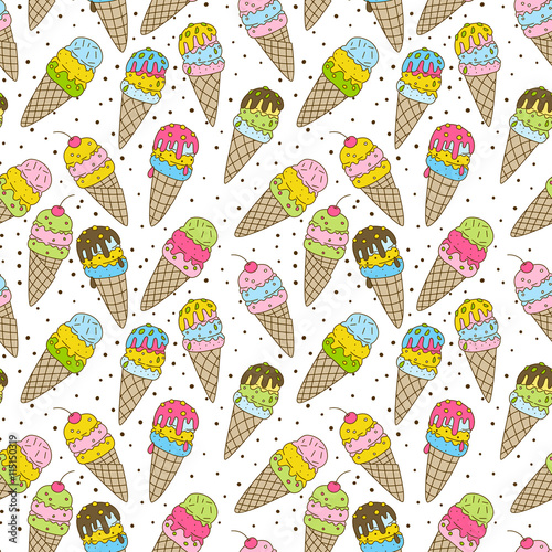 Seamless pattern with sweet ice cream 