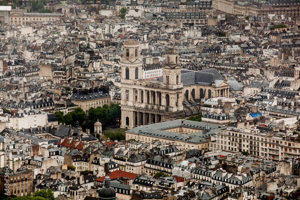 view of Paris from the Montparnasse tower at the church of Saint-Germain-des-Prés