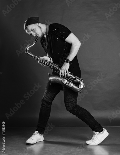 Young stylish saxophonist