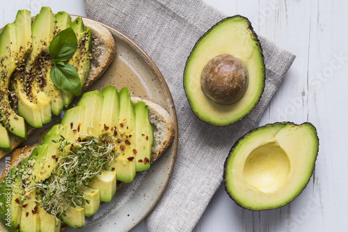 Canvas Print Avocado on toast with cress