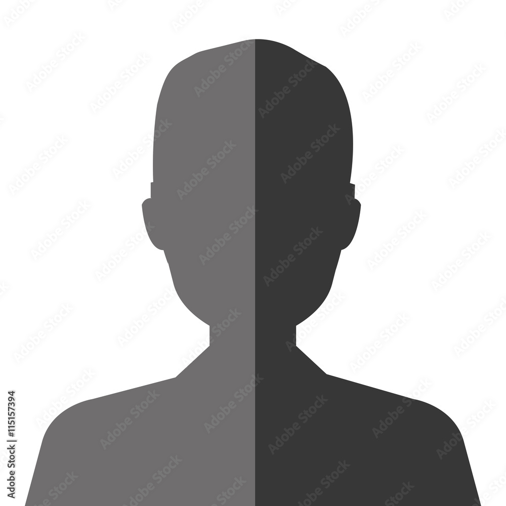 Businessman or male silhouette profile isolated flat icon, vector illustration.