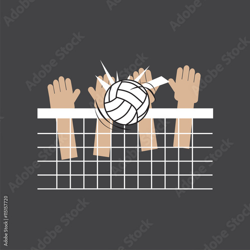 Volleyball Block Players Sports Graphic Vector Illustration.