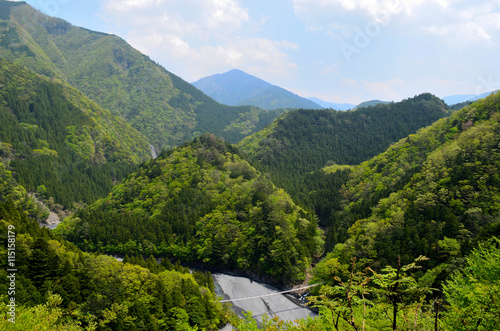 Japanese mountain view in spring season.