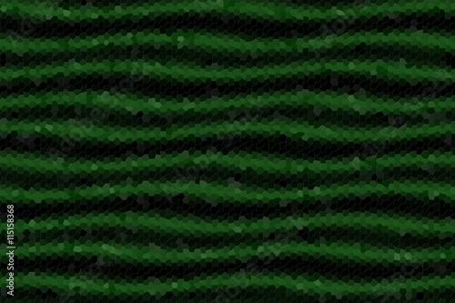 Illustration of dark green and black mosaic waves