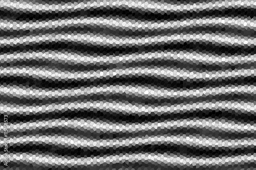 Illustration of black and white mosaic waves