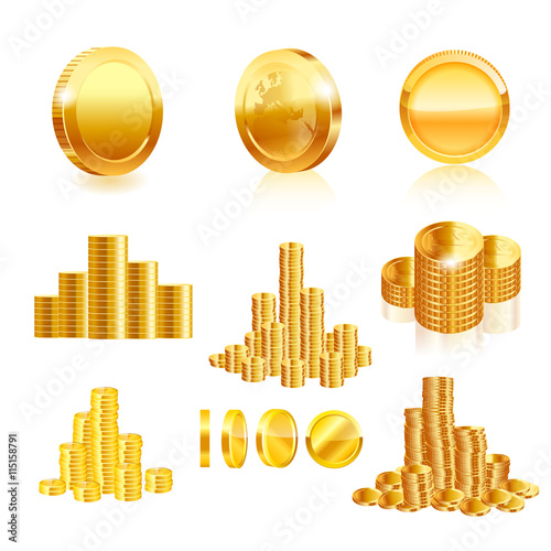 Gold coin set. Vector