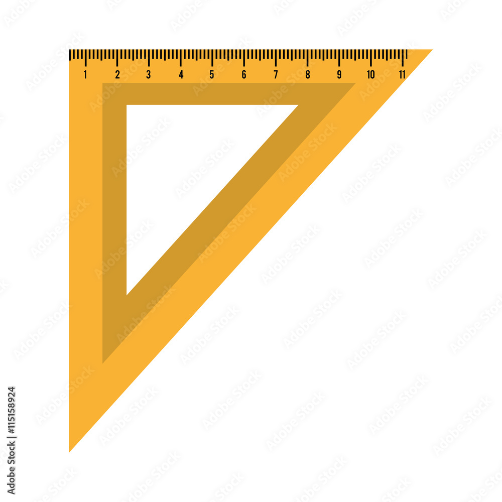 Ruler measure triangle shape, isolate flat icon vector illustration. Stock  Vector