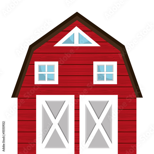 Red farm barn building, isolated icon graphic design.