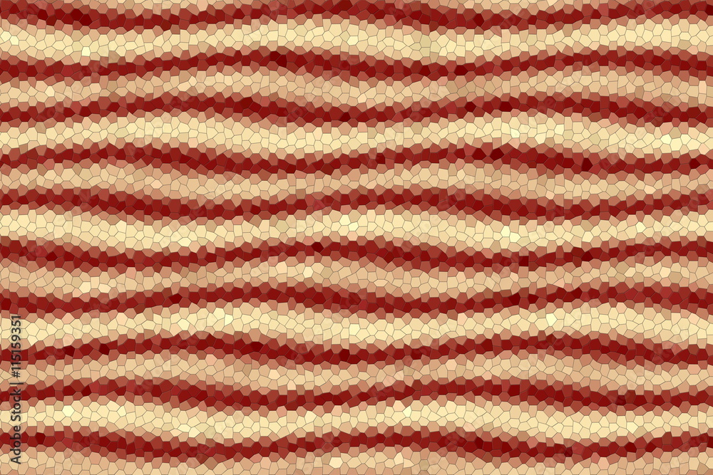 Illustration of red and vanilla colored mosaic waves