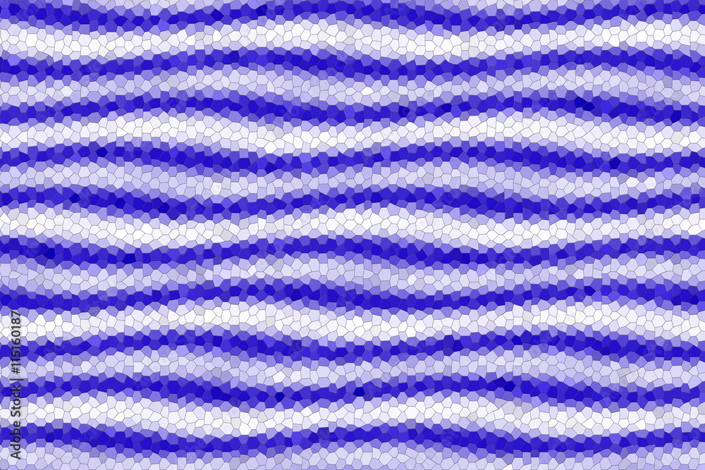 Illustration of dark blue and white mosaic waves