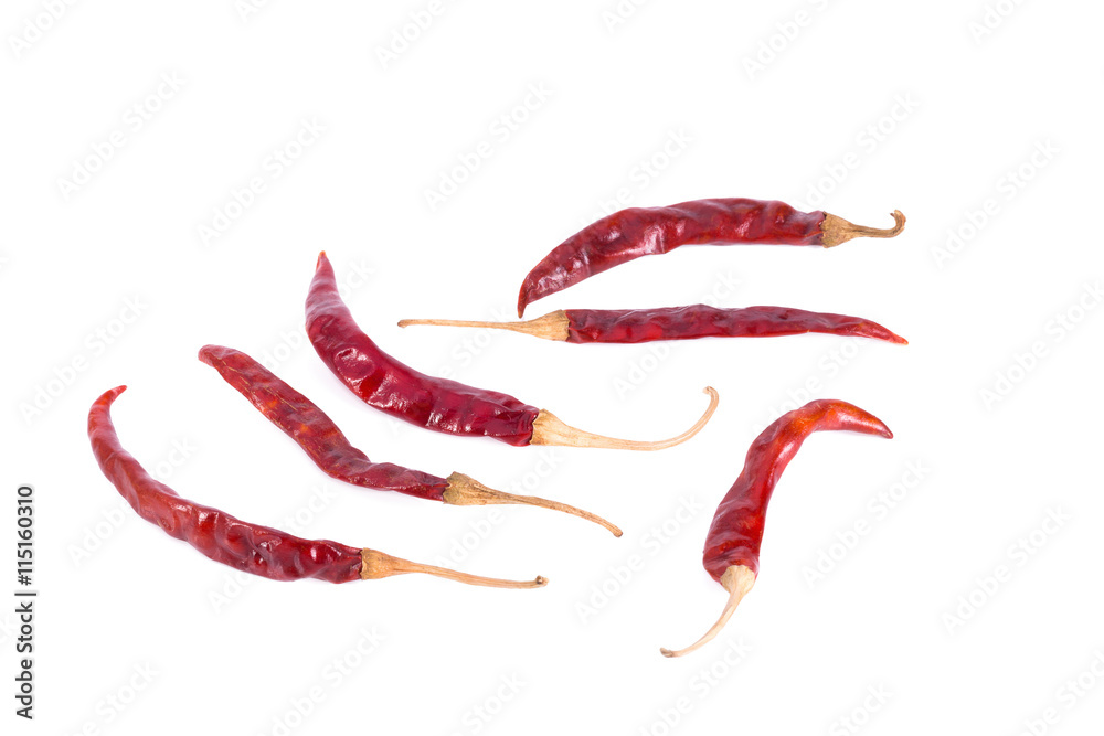 dried chili peppers on white background dried chili peppers on white background