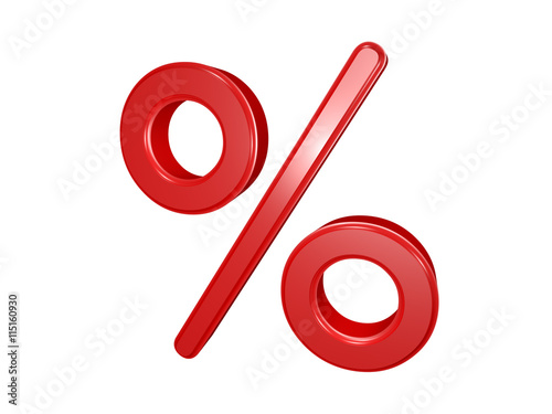 Percent sign isolated on white, 3d illustration