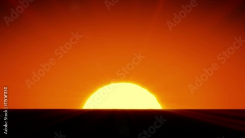 Beautiful Sun Rising over Horizon. 3d animation of the Sunrise. HD 1080.