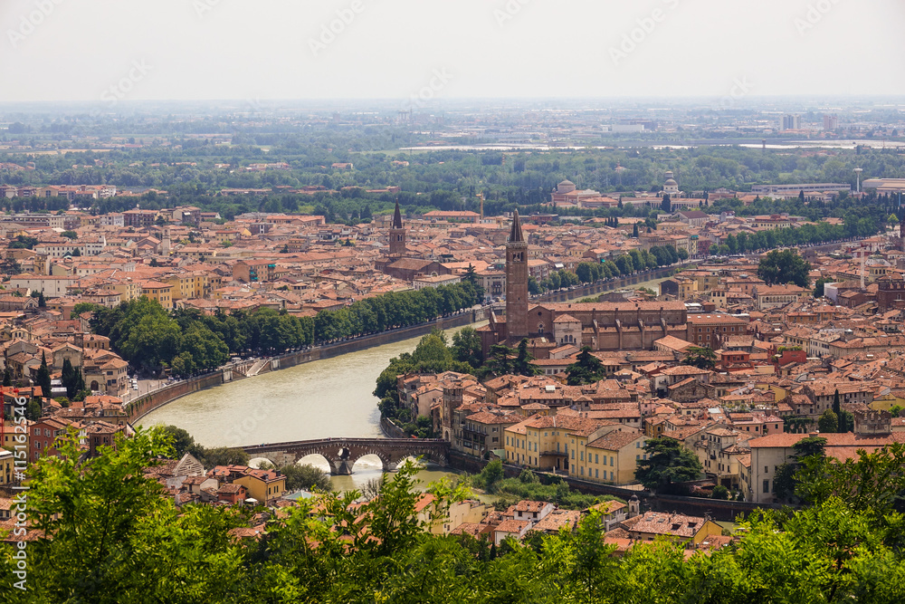 Amazing aerial view over the city of Verona Amazing aerial view over the city of Verona