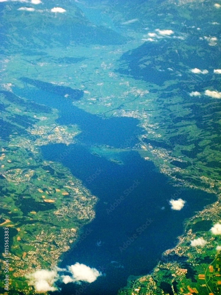 Lake Zurich / Zuerichsee, Switzerland - aerial view