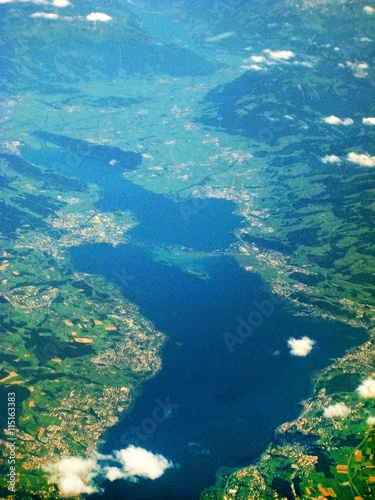 Lake Zurich / Zuerichsee, Switzerland - aerial view