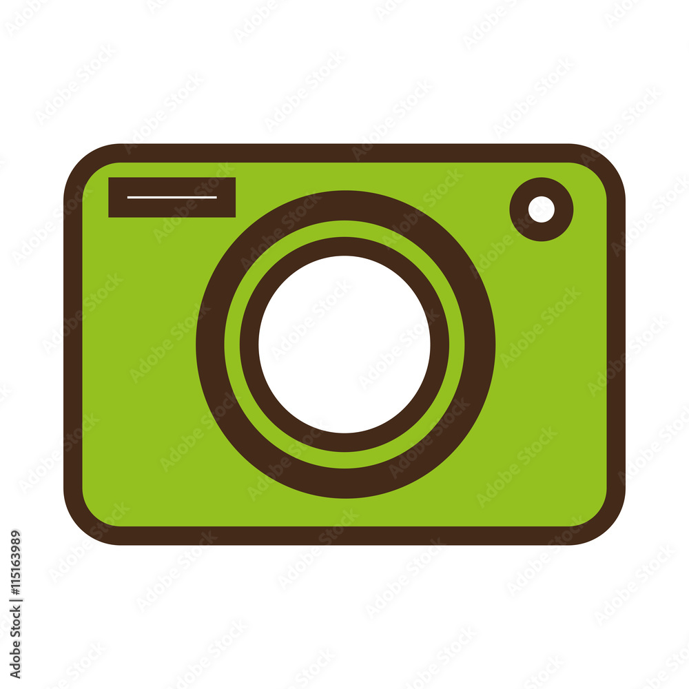 Green photographic camera isolated flat icon, vector illustration graphic. Green photographic camera isolated flat icon, vector illustration graphic.