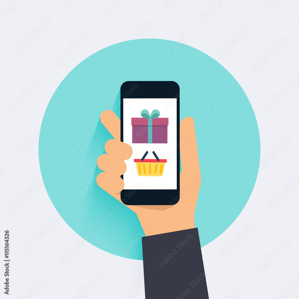 Concept online shopping and e-commerce. Icons for mobile marketi Concept online shopping and e-commerce. Icons for mobile marketi