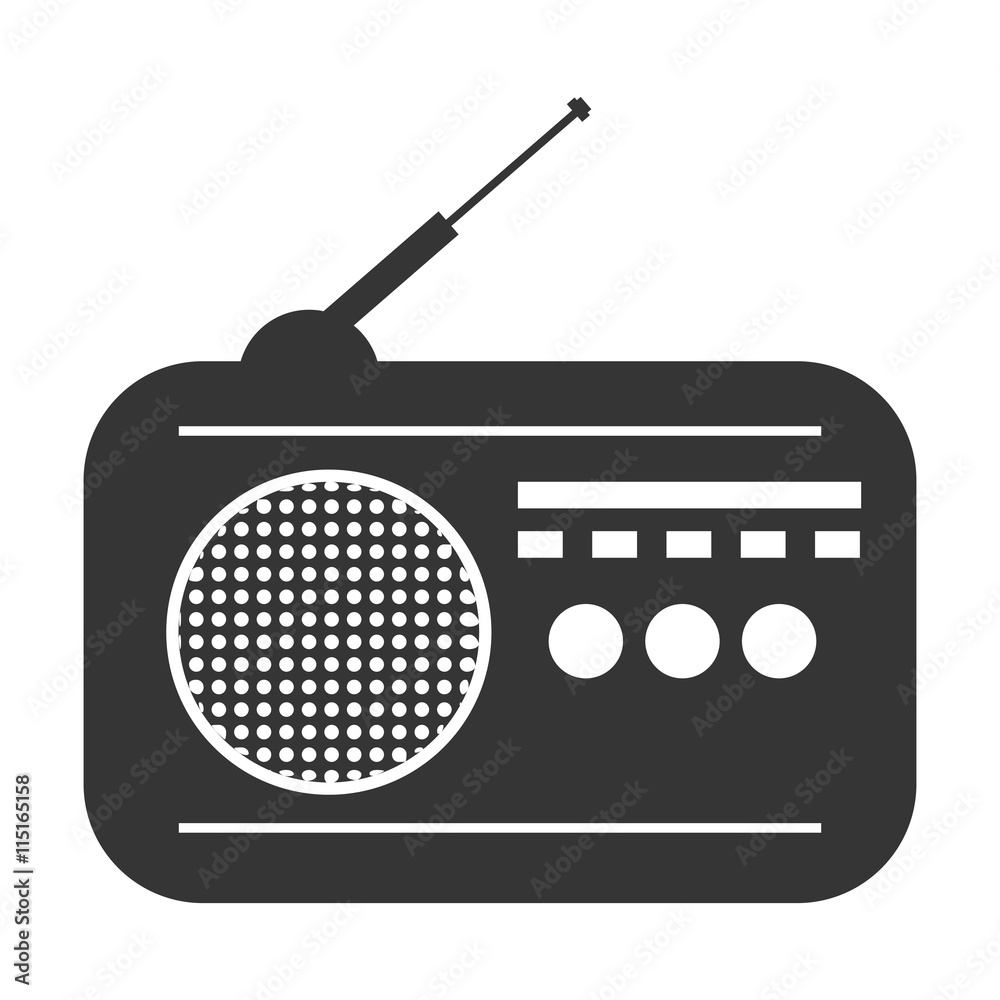 Fototapeta premium Retro radio isolated flat icon, vector illustration graphic design.