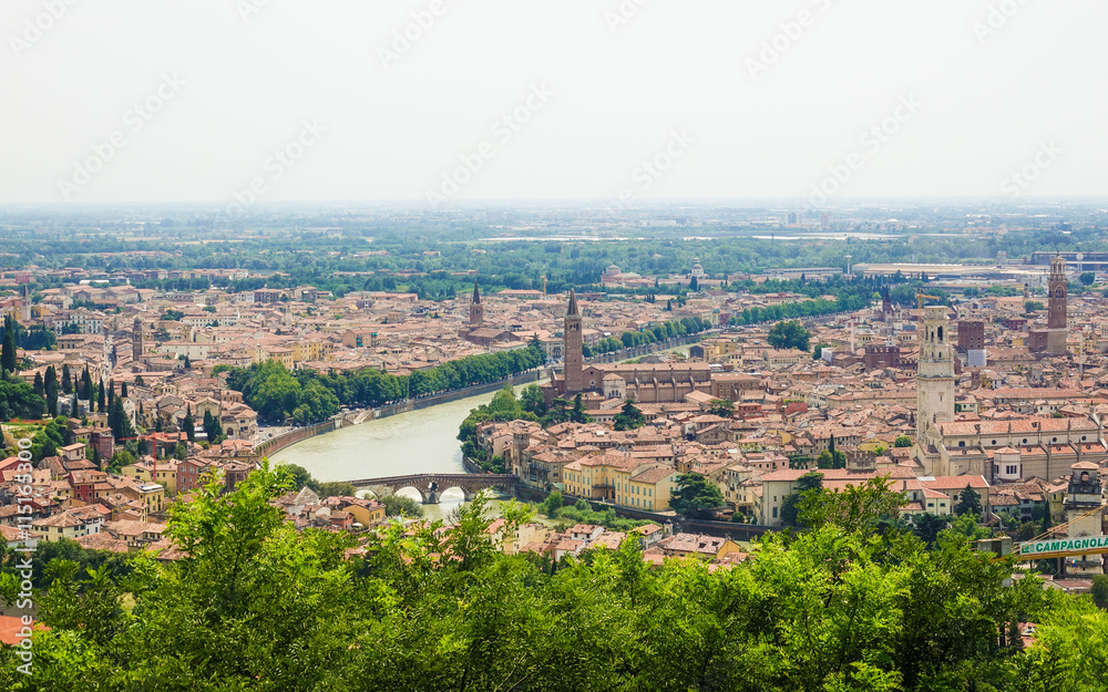 The city of Verona Italy - aerial view
