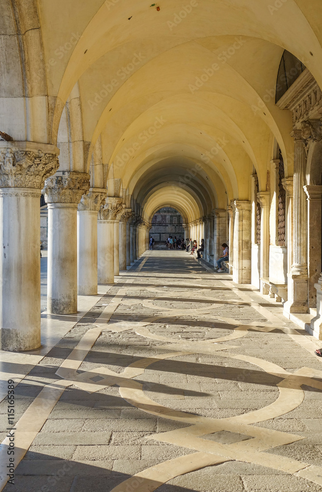 The colonnade under Doge s Palace - Piazza Ducale San Marco