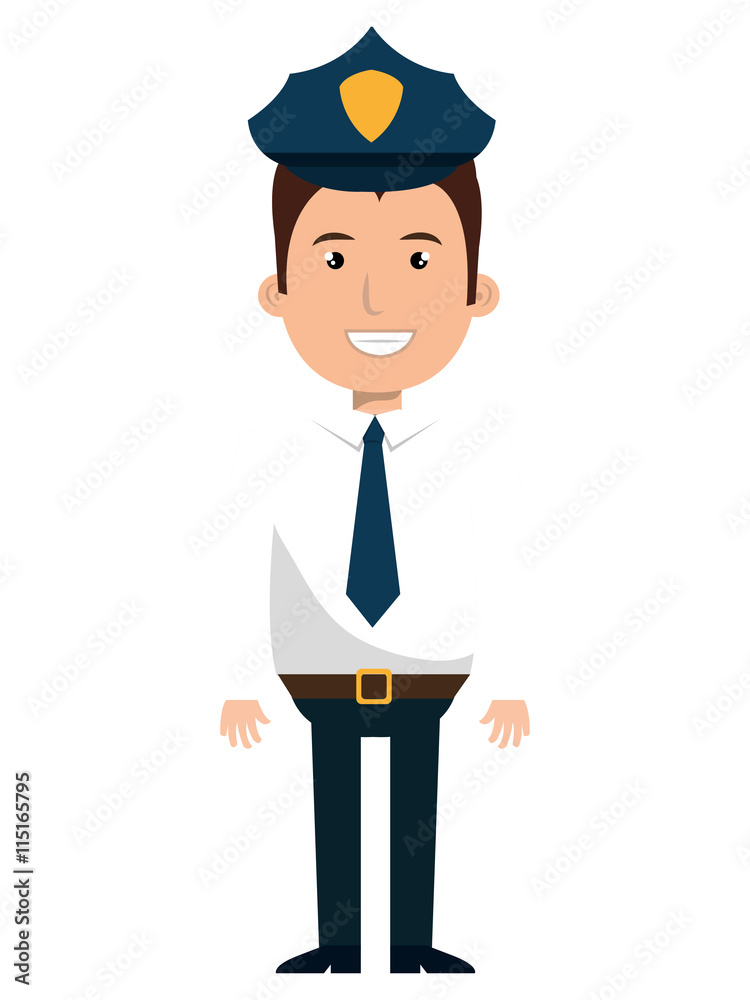 Police officer cartoon graphic design, vector illustration isolated icon.