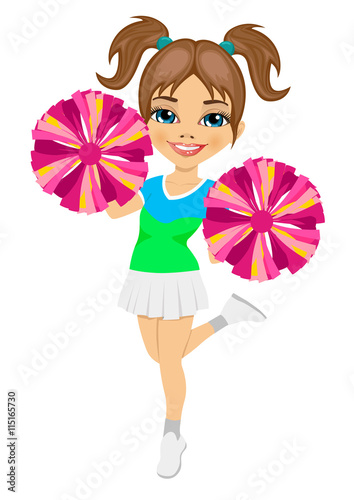 little cheerleader holding pompoms