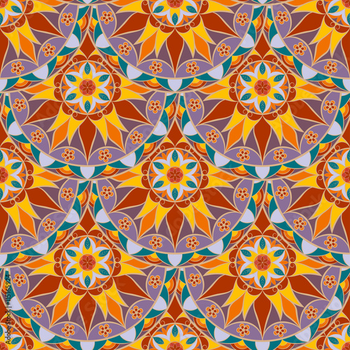 Vector Seamless Floral Mandala Pattern