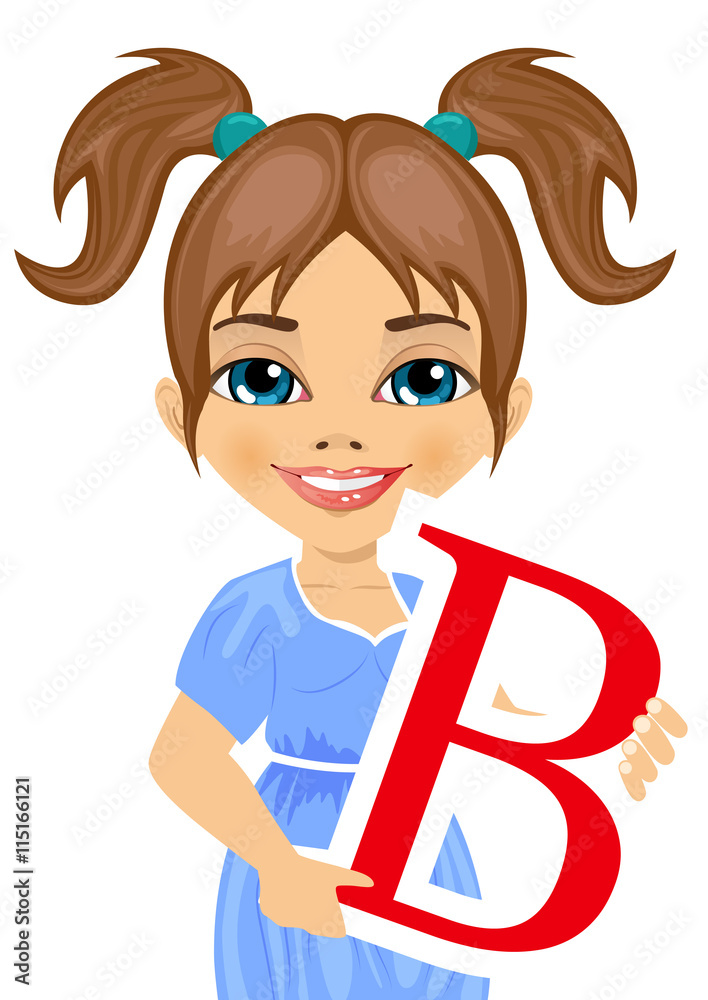 cute little girl holding the b letter cute little girl holding the b letter