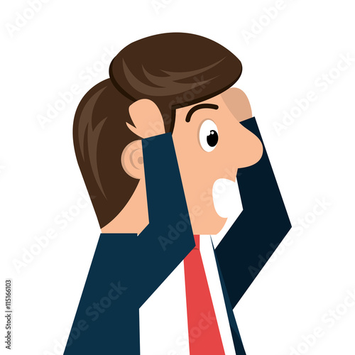 Worried businessman isolated cartoon, vector illustration graphic design.