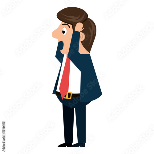 Worried businessman isolated cartoon, vector illustration graphic design.