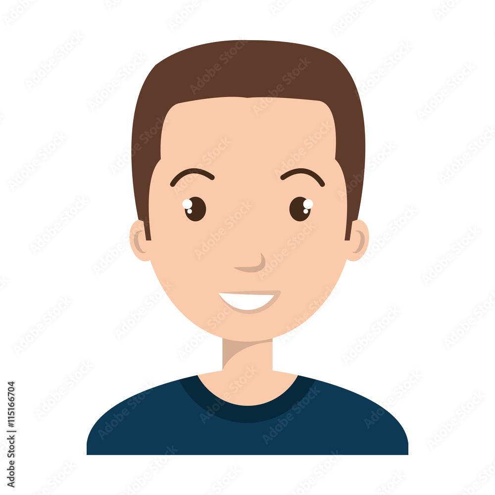 Young male profille cartoon, isolated icon vector illustration graphic.