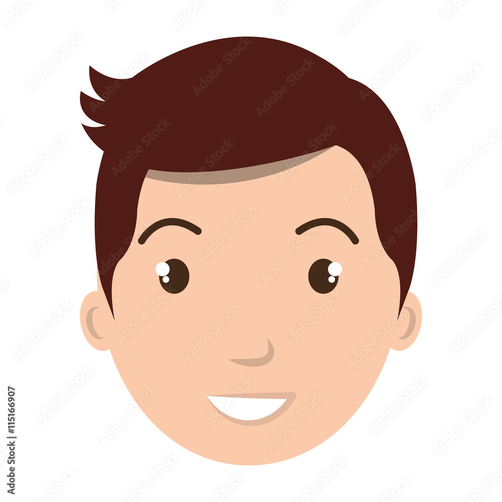 Young male profille cartoon, isolated icon vector illustration graphic.