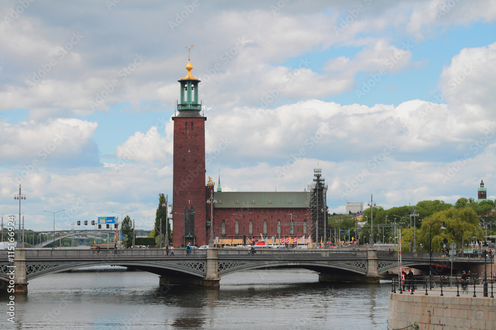 Bridge and town hall. Stockholm, Sweden
