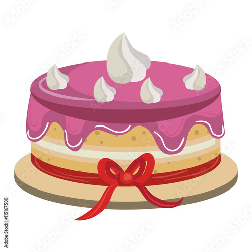Delicious cake dessert isolated flat icon, vector illustration graphic.
