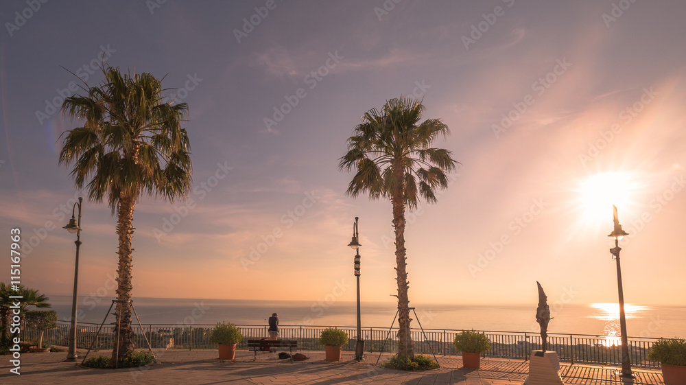 Obraz premium Sicilian Coastal Town Cityscape