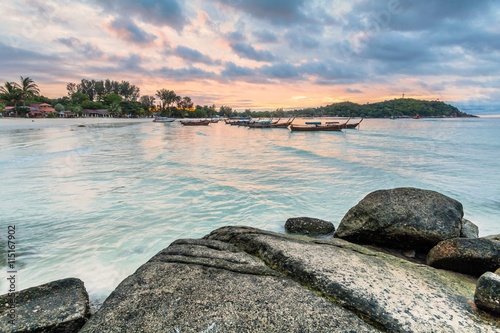 Holiday in Thailand - Beautiful Island of Koh Lipe stormy sunrise and sunset by the beach