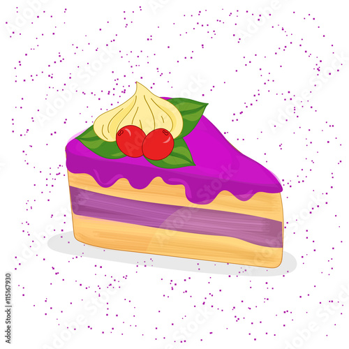 Piece of cake. Sweet dessert. Vector illustration.