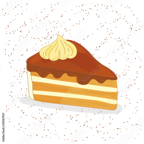 Piece of cake. Sweet dessert. Vector illustration.