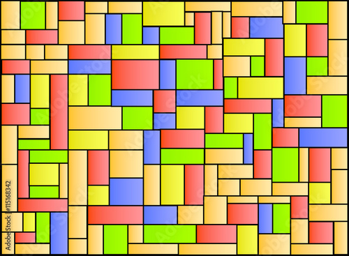 Mosaico de quadriláteros coloridos avulsos encaixados.