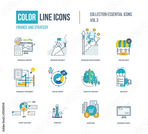 Color thin Line icons set.