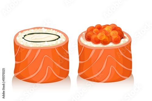 sushi set icons isolated over white background