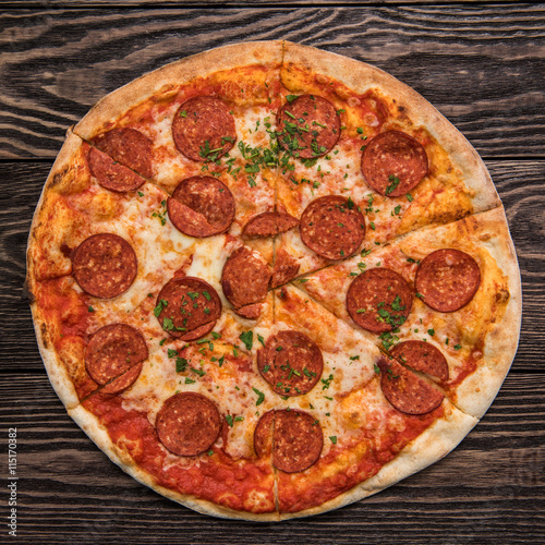 Tasty pepperoni pizza
