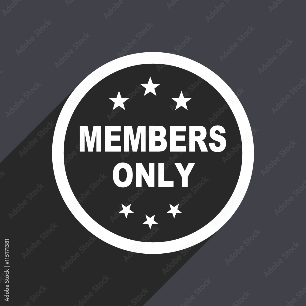 Flat design gray web members only vector icon Flat design gray web members only vector icon