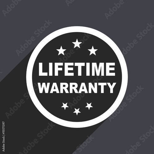 Flat design gray web lifetime warranty vector icon