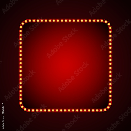 Signboard for text with light bulbs. Vector illustration