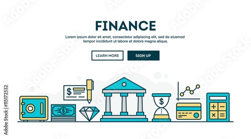 Finance, colorful concept header, flat design thin line style