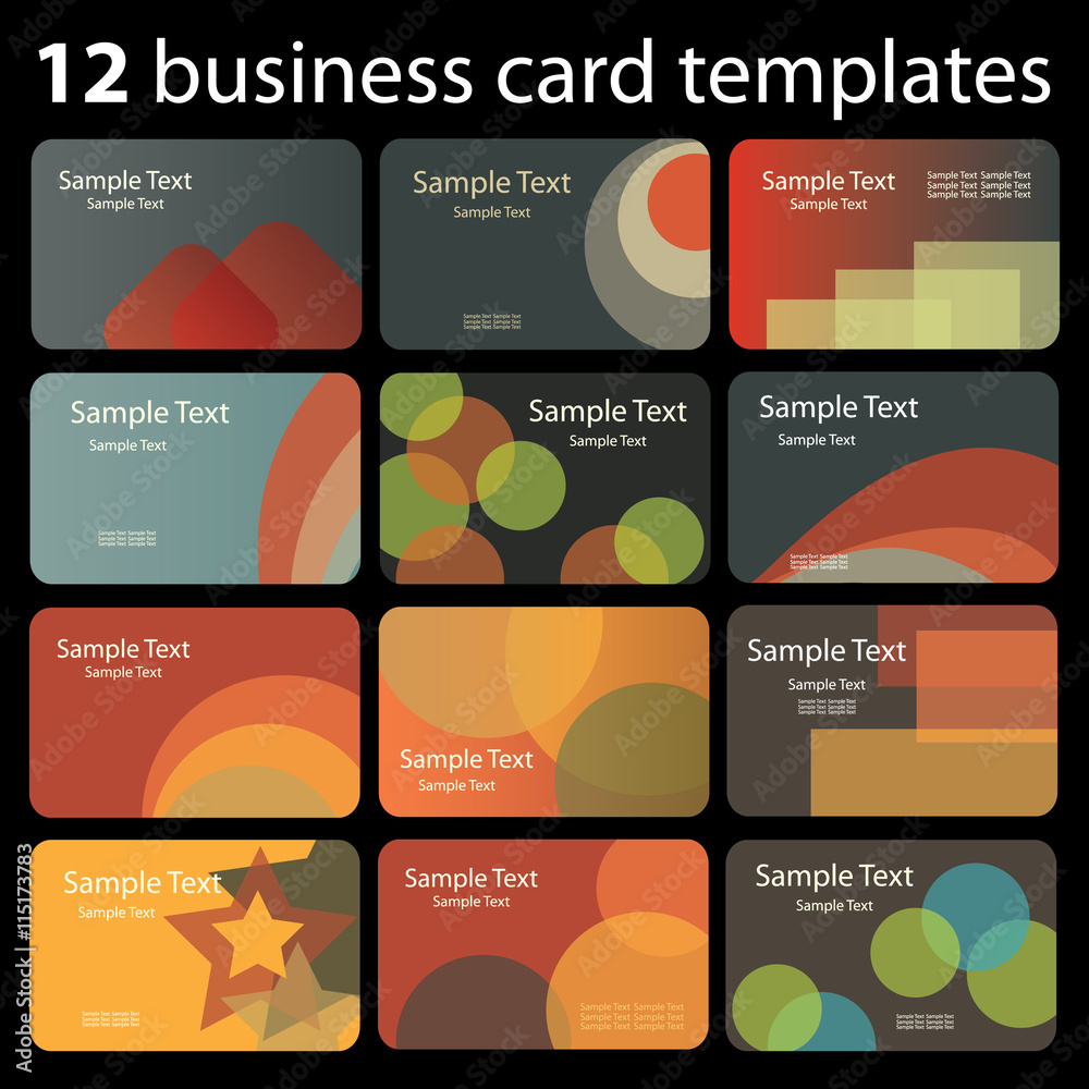     Set of 12 Business Card Templates 
